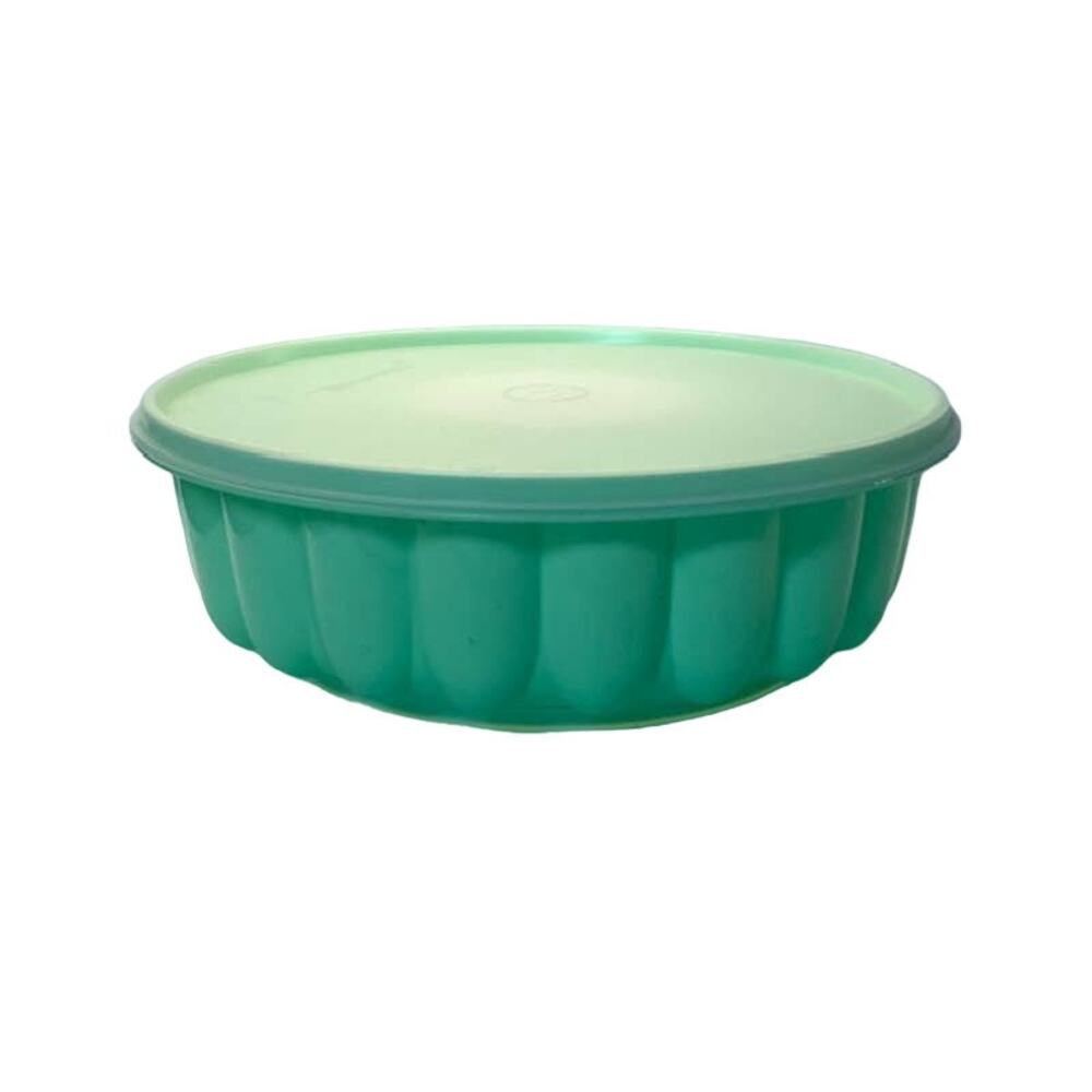 Vintage TUPPERWARE Jel-A-Ring Green Mold with Lid